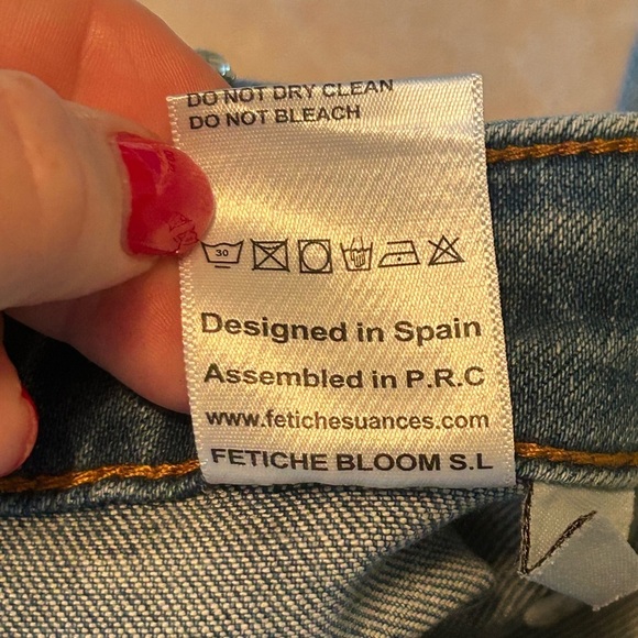 NWOT FETICHE SUANCES Jeans Diamond CZ Studded High Waist Stretch Women’s M Bling - Picture 8 of 14